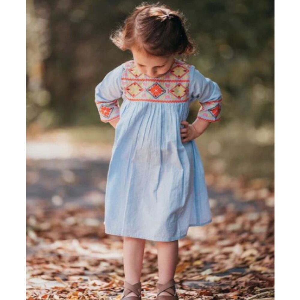 Cheeni Lysette Dress Oxacan Embroidered Striped Mi Golondria ~ Size 3T Adorable